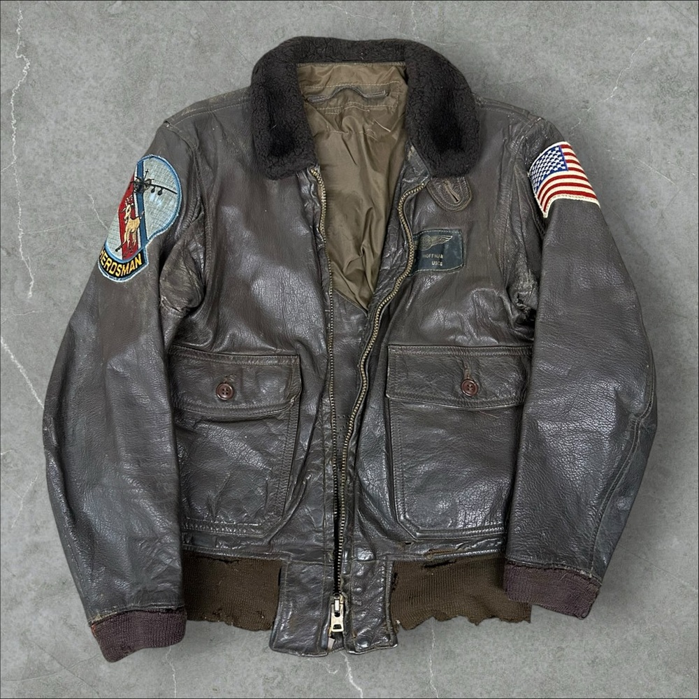 Vintage‎ WW2 Jacket Mens Small Brown G-1 Flight Leather Bombers 40s Patches Rare